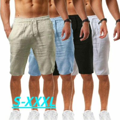 Pantalones cortos deportivos informales de algodón y lino para hombre, cómodos,
