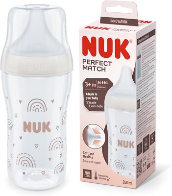 NUK Perfect Match Silicone Teat Anti Colic Baby Feeding Bottle