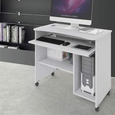 Scrivania ufficio Computer con ruote e ripiano estraibile Scrivanie pc in legno