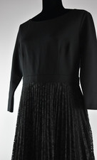 NWT Talbots Size 6 Black Fit Flare Dress Pleated Floral Flowy Lace Round Neck