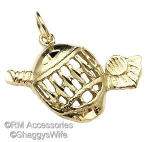 Authentic Hockey Mask Stick Puck Charm / Pendant EP Gold Plated with a Lifetime Guaranteed