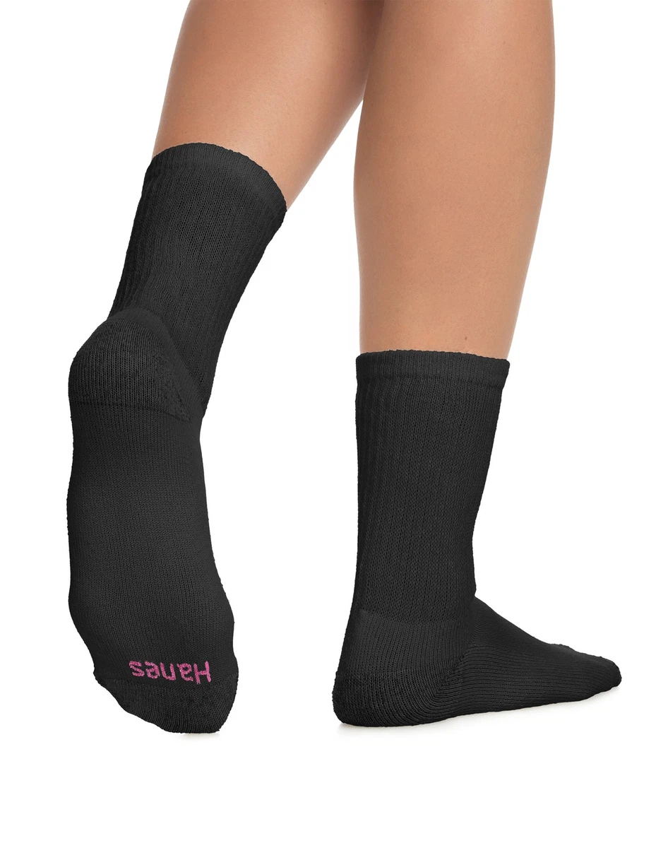Hanes 10 Pack Value Crew Athletic Socks Cushioned Women Reinforced Heel Toe