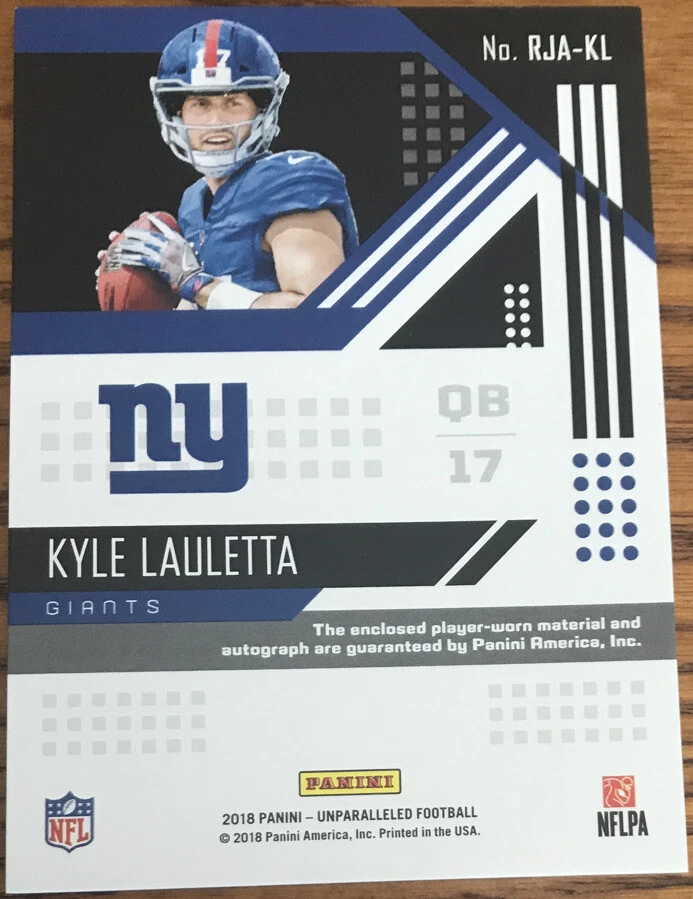 2017 Panini Unparalleled Rookie Jersey Autographs Lyle Lauletta RJA-KL - Image 2 of 2