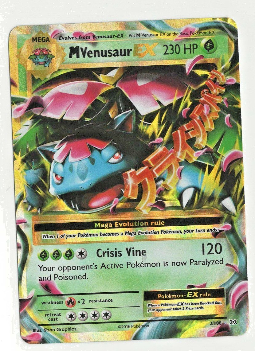 Pokémon XY Evolutions M Venusaur EX 2/108 Ultra Rare 4 Black Star Full Holo