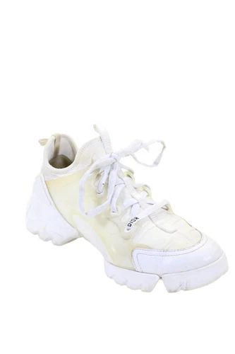 Baskets Christian Dior femme D Connect chunky à lacets blanc crème taille 7