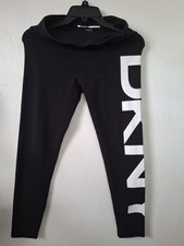 DKNY Sport Leggings Women's Medium Black Logo On Leg Pull On Activewear