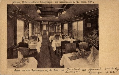 Postcard Mitropa, Dining Car, Interior, German Railway - 11053038