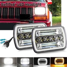 Pair 5x77x6 Led Headlights For Jeep Cherokee Xj 1984-2001 Wrangler Yj 1986-1995
