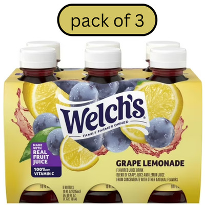 WELCH'S 10 FL OZ JUICE DRINK - GRAPE LEMONADE (6 PK) pack of 3