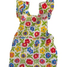 70s Vintage Healthtex Toddler Girl Floral Print Seersucker Overall Romper Outfit