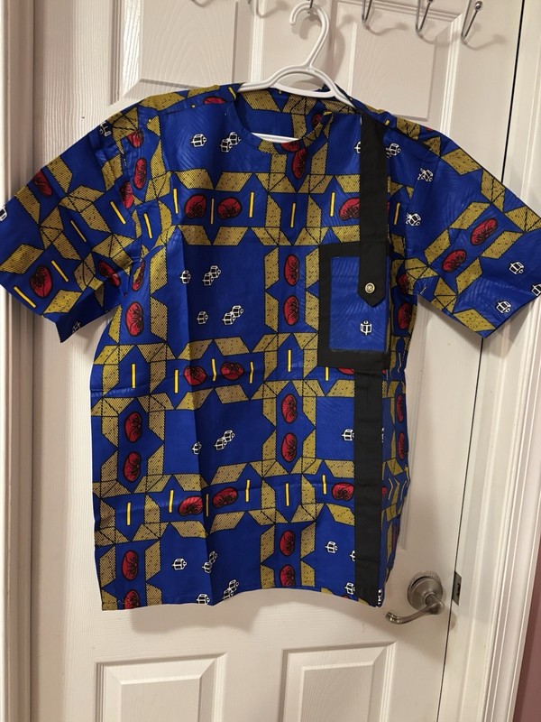 Two Piece Kinti Print Unisex Outfit, round neck zipper closure on Shoulder