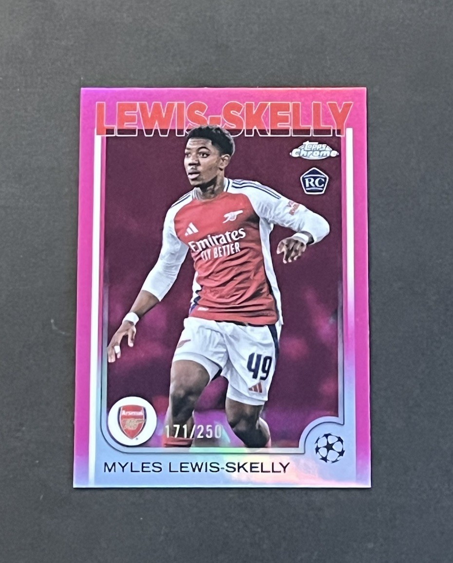 2024-25 Topps Chrome UEFA #154 Myles Lewis-Skelly Pink Refractor /250 RC