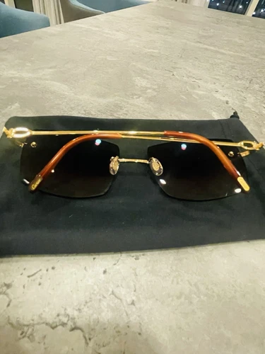 Authentic Cartier Signature C Glasses, Gold with Brown Lens (Rimless)