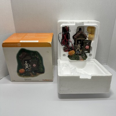 Dept 56 Halloween Village Accessories Lighted Haunted Outhouse - Damaged
