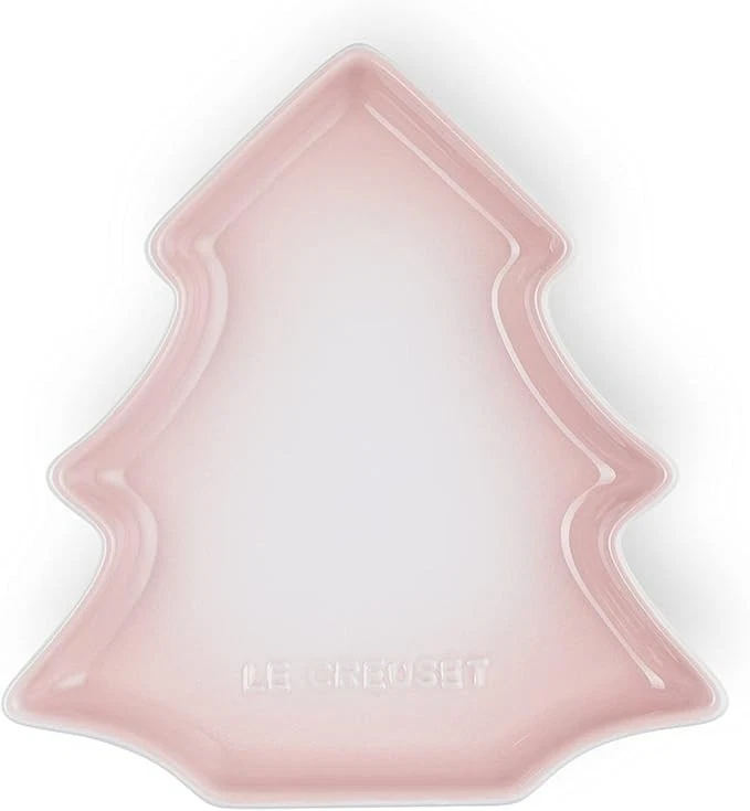 Le Creuset Dessert Plate Tree Shell Pink Christmas Holiday Oven Dishwasher Safe - Image 3 of 4