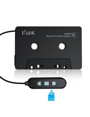 Elook Cassette to Bluetooth Adapter for Car with Micro SD Card Black 