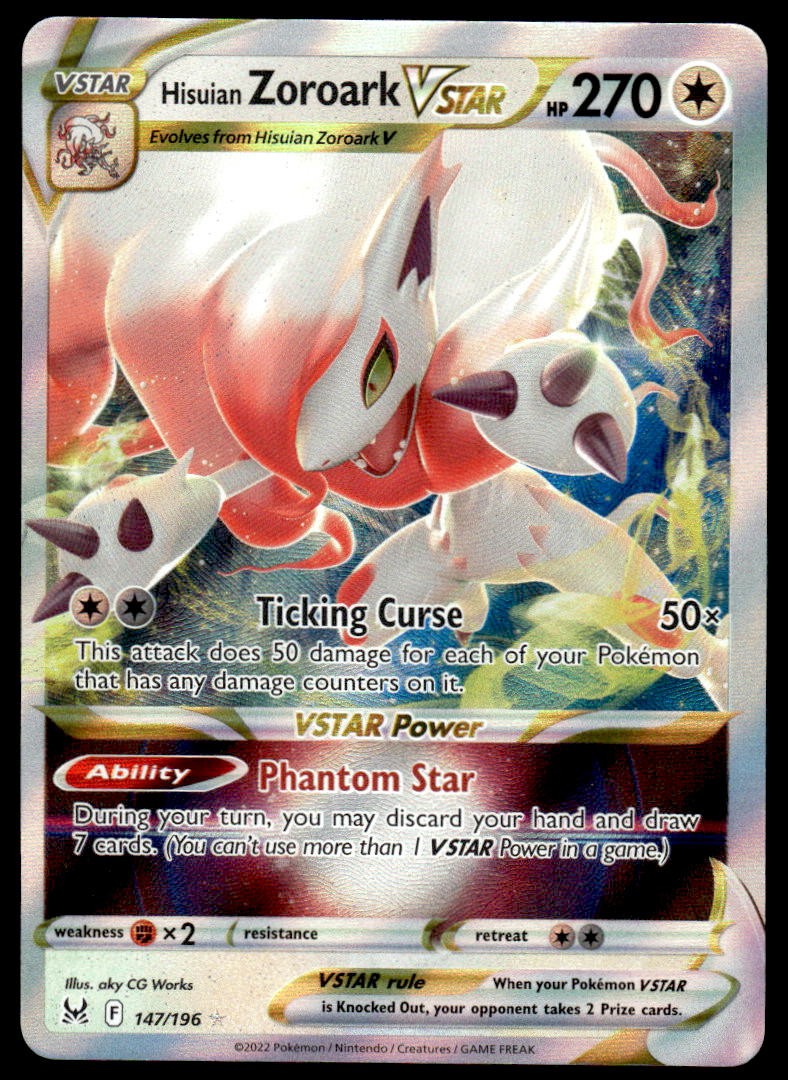 Pokemon TCG SWSH11: Lost Origin #147/196 Hisuian Zoroark VSTAR NM