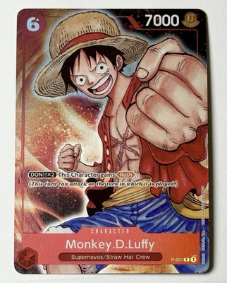 Bandai One Piece CCG Monkey.D.Luffy P-001 Promo Foil Character 7000 Power