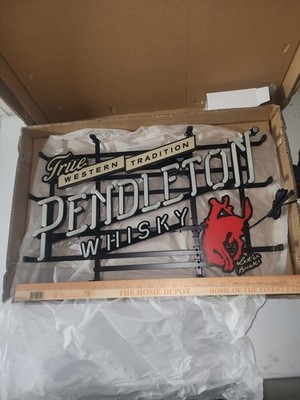 Pendleton Bourbon Whiskey RODEO BULL RIDING LED BAR SIGN Bourbon Let Er Buck
