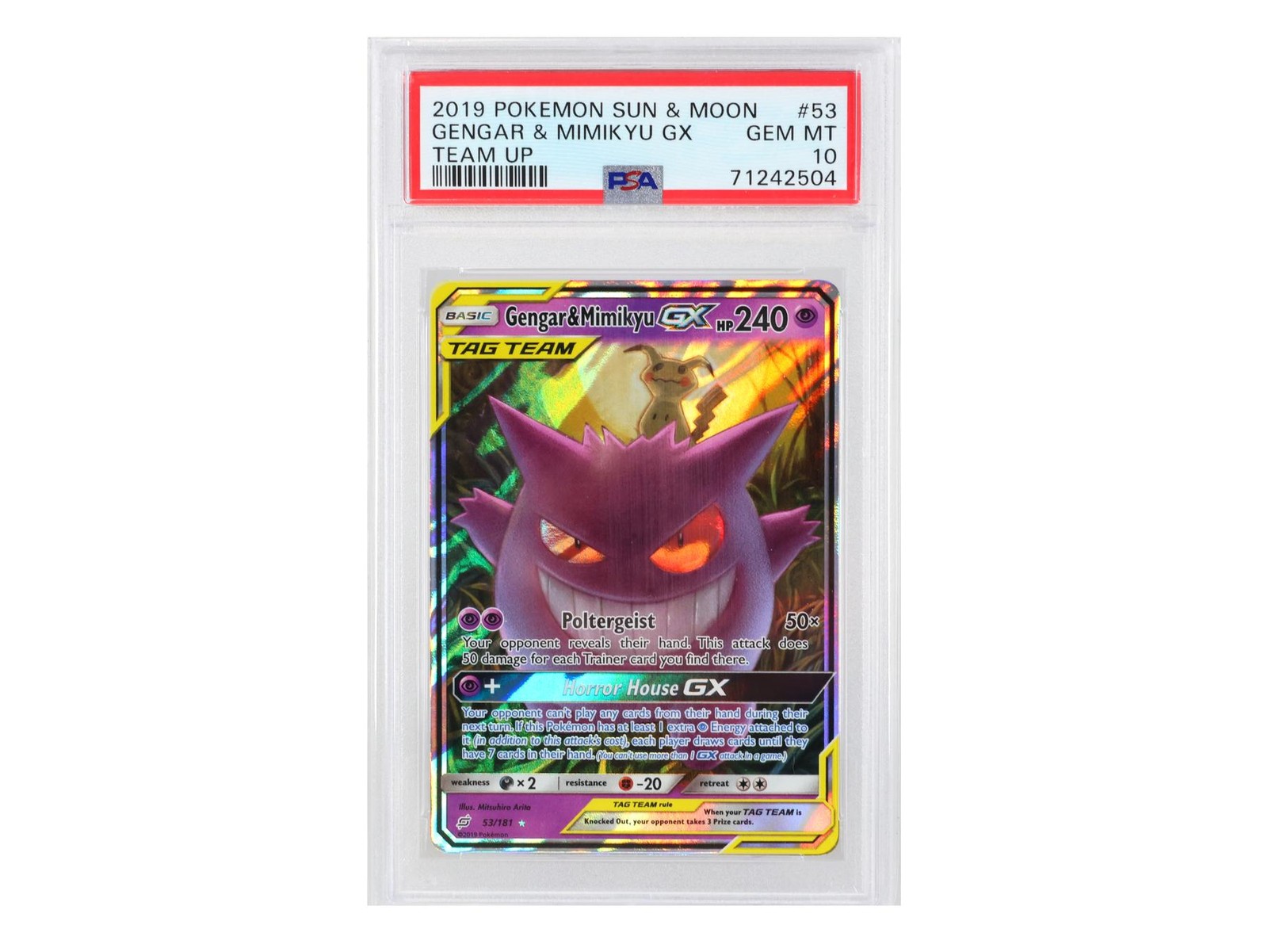 Pokemon Team-Up Gengar & Mimikyu GX 53/181 PSA 10 GEM MINT