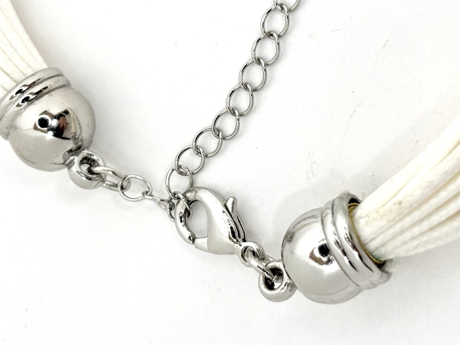 Statement Multi Threaded White Silver Tone Multi-… - image 5