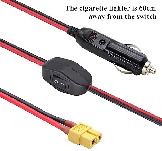 Cigarette Lighter XT60 Adapter Cable, 16AWG XT60 Female to  5 Meters XT60 Female