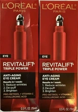 Lot of 2 L'oreal Paris Revitalift Triple Power Anti-Aging Eye Cream 0.5 Oz NEW