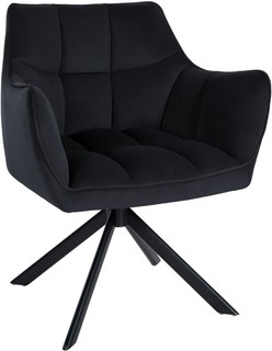 #R154320/3009 Esszimmerstuhl Swing Samt schwarz schwarz Polsterstuhl Küchenstuhl