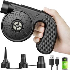 Air Pump for Inflatables, 4000mAh Rechargeable Air Mattress Pump with 3 Nozzles,