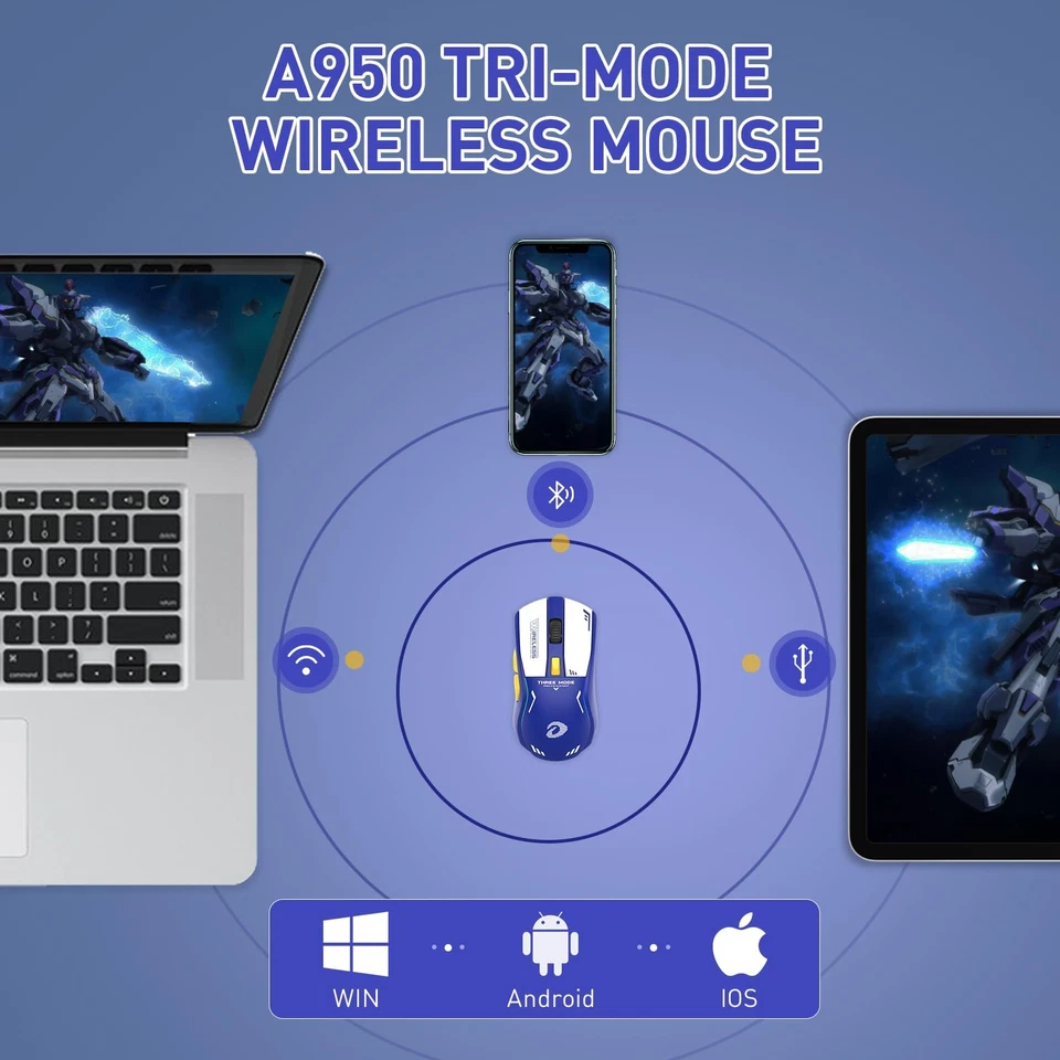 A950 Wireless Gaming Mouse with RGB Charging Dock,88g Lightweight Programmabl... - Image 3 of 4