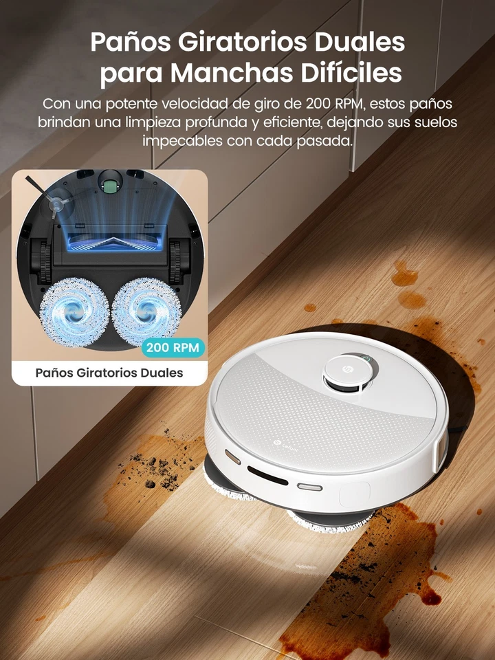 LEFANT M3L Robot Aspirador y Fregasuelos,220min,10 000Pa Suction,Navegación dToF - Imagen 3 de 4