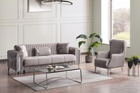 Wohnzimmer Sofagarnitur Dreisitzer Grau Couch Set Sofa 3 Sitzer Luxus Sessel