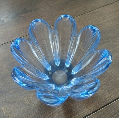 Vintage schwedische Orrefors Jan Johanssen 5'' Glasschale blau Mayflower 4791-11 sehr guter Zustand