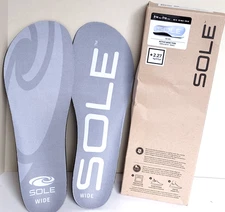 New SOLE Unisex Active Wide Thin Gray Footbed insole Size- Men 14