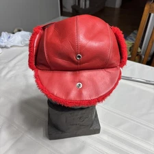 1960s Union Made Aviator Cap RED Flap Hat Cap USA sz L