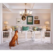 144-inch Extra Wide 30-inch Tall Dog gate with Door Walk Through, Freestandin...