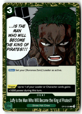 One Piece TCG Bandai No. OP12-039 Luffy is the Man Who Will Become King Englisch