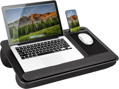 Home Office Pro Lap Desk with Wrist Rest, Mouse Pad, and Phone Holder - Black Ca