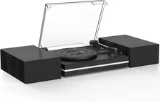 Record Player with Dual Separate Stereo Speakers Vintage Turntable with BT Wirel