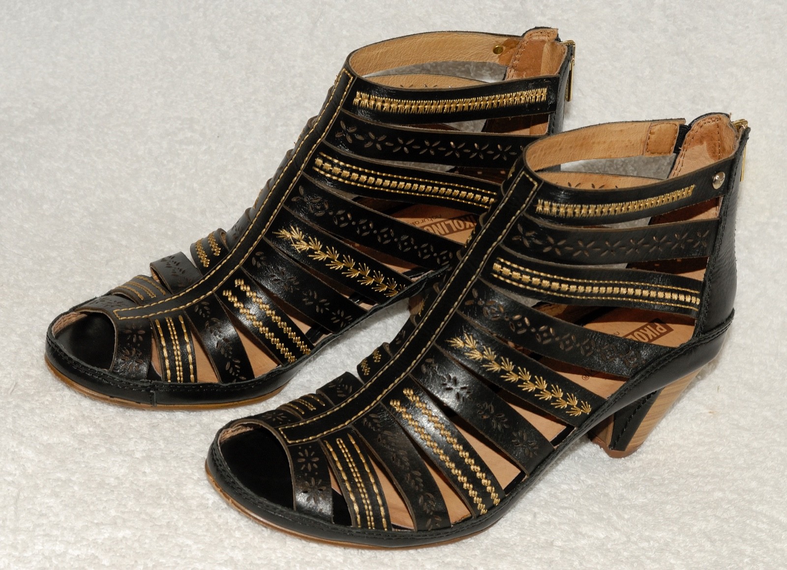 PIKOLINOS JAVA LEATHER SANDALS BLACK DECORATIVE S… - image 1