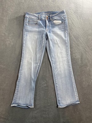 American Eagle Jeans Womens 6 Light Wash Blue Artist Crop Super Stretch Cropped
