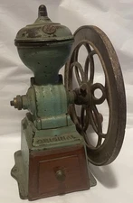 Antique Patentado Coffee Mill Grinder Early 1900s Green Cast Iron Rare Spain
