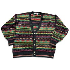 VTG Florence Tricot Coogi Style Cardigan Sweater Bold Retro Swagger Men  s L