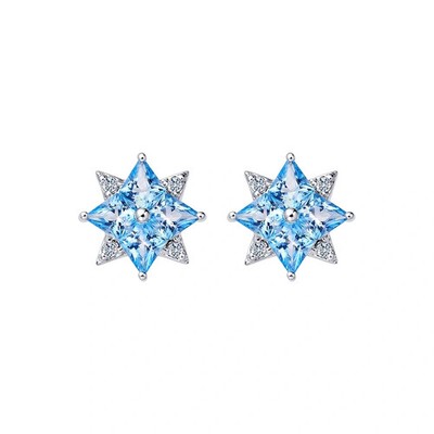Fei Liu Star of Love Cosmos Earrings - Sterling Silver/Blue Topaz/White CZ