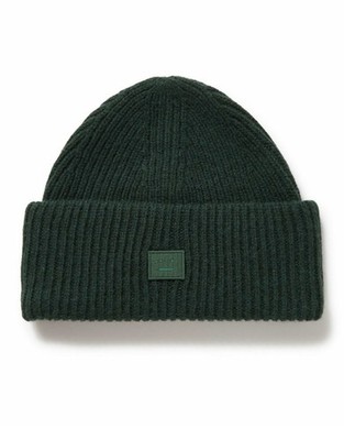 Acne Studios Pansy Wool Beanie   Green Knit   Authentic Designer Hat