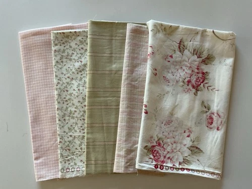 Moda 3 Sisters Cotton Quilting Fabric Bundle 5 Piece Pink Green Floral 1+Yds OOP - product listing photo