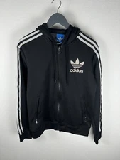 Adidas Hoodie Black White Men's Zip Hooded Sweatshirt Size S