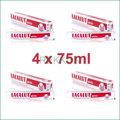 LACALUT aktiv 300ml (4x75ml) Toothpaste Germany Made Brand New