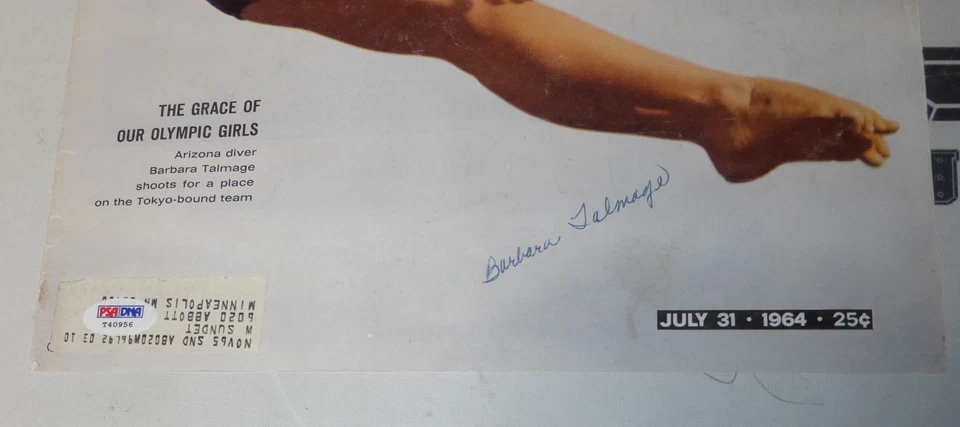 Barbara Talmage Signed LIFE Magazine Cover PSA/DNA COA 1964 1968 Olympic Diving - Image 3 of 3