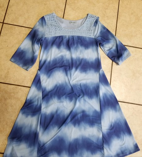 Blue Tie Dye Dress Girls Sz 16 (XL) MUDD A-line Pullover Dress Stretchy - Picture 2 of 3